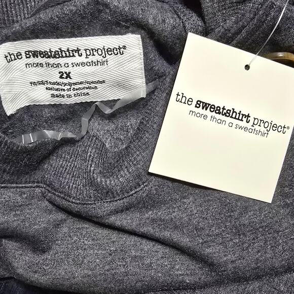 Sweatshirt Project Cozy Gray High Low Button-Shoulder Top Tunic Plus Size 2X New - Picture 6 of 8